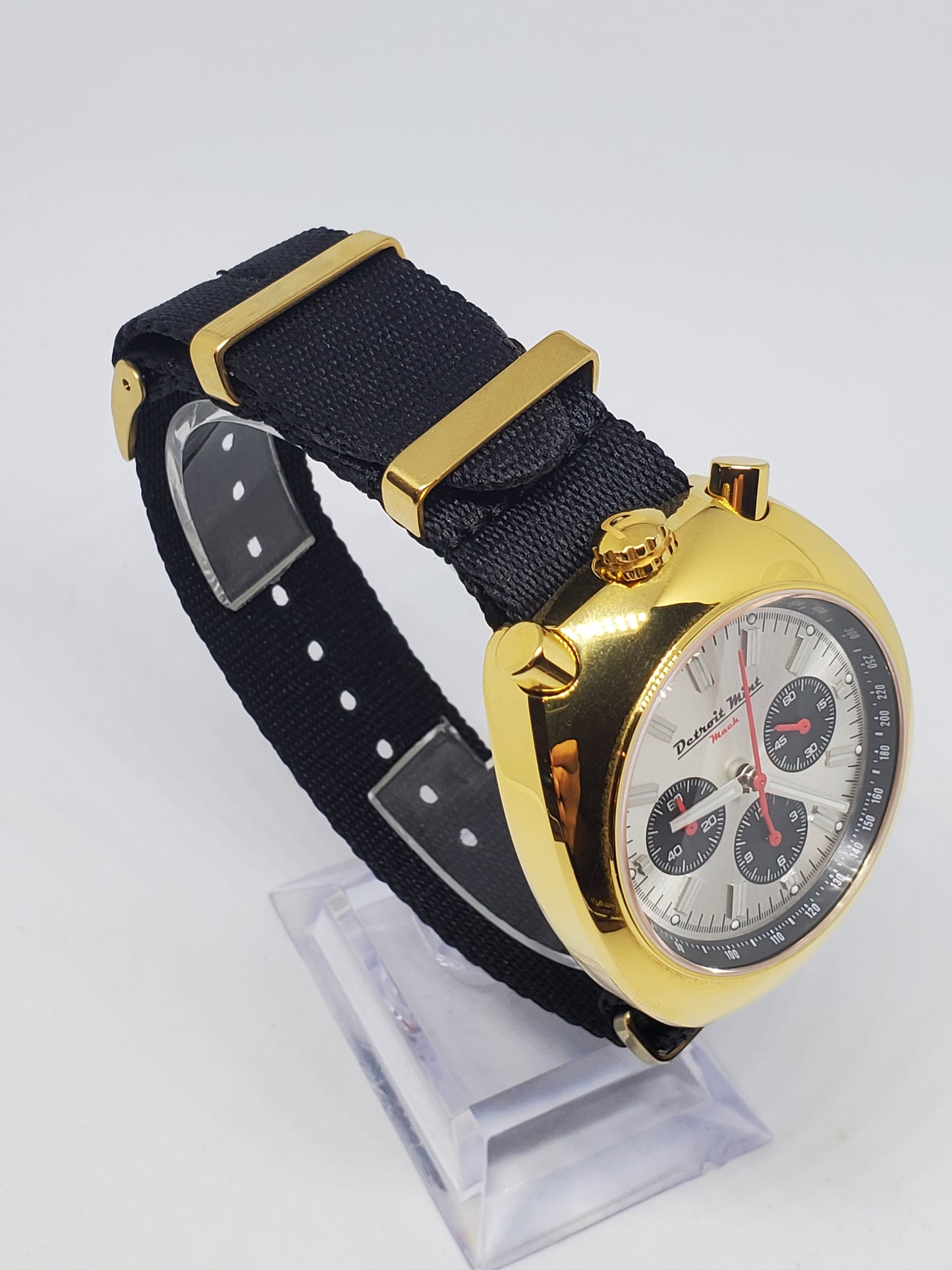 Seat Belt Nylon Nato Style Band 20mm Black with Gold