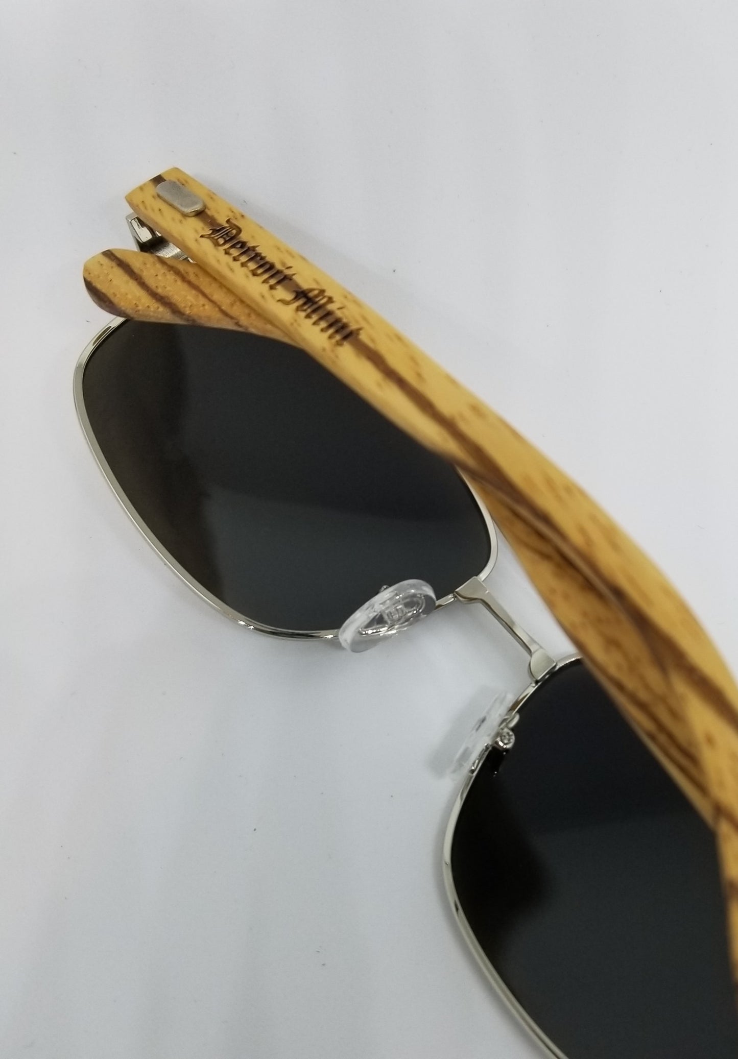 Detroit Mint Driver Sunglasses Zebra Wood Temples