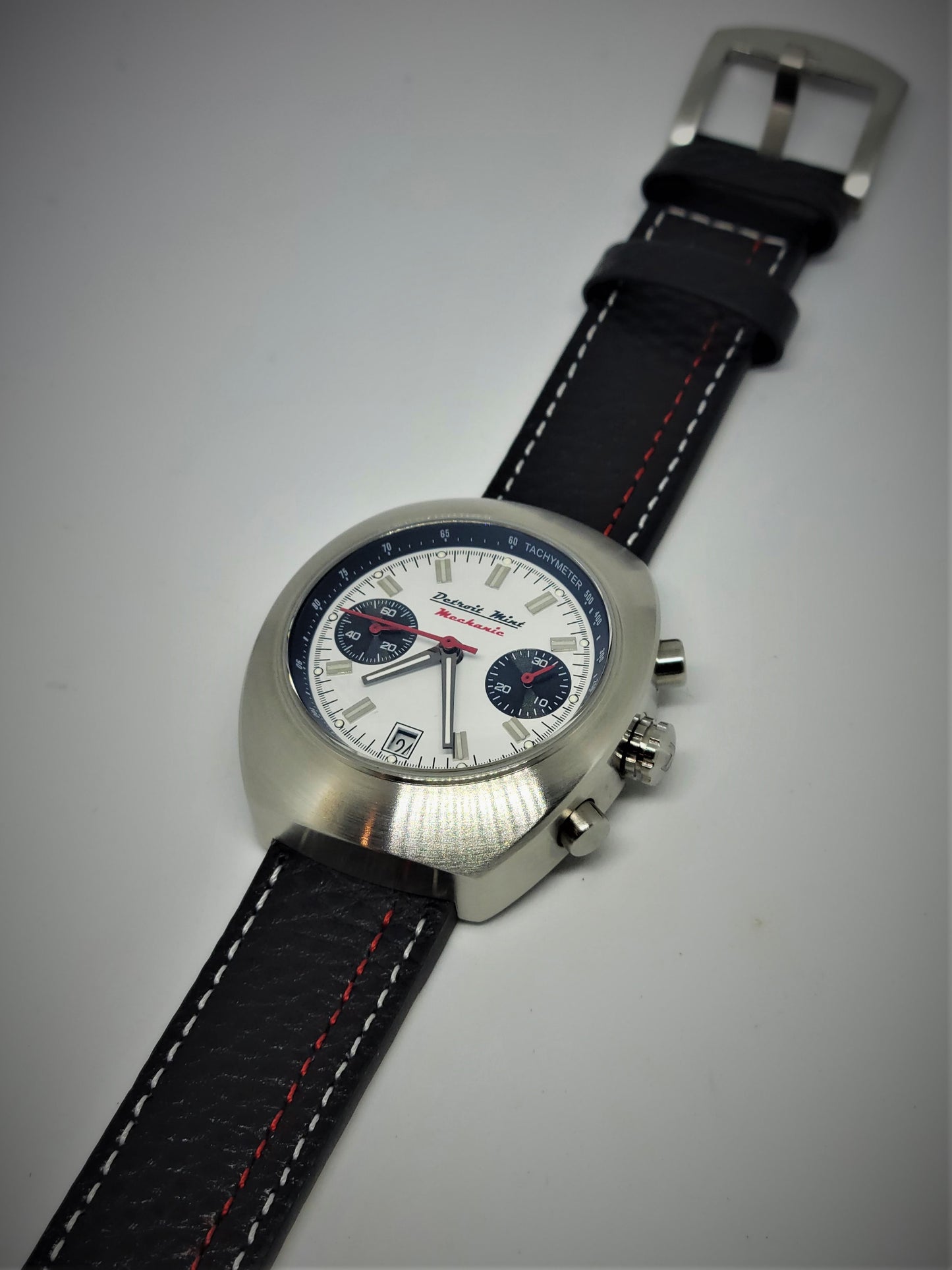 Detroit Mint Mechanic Traditional Bicompax Racing Chronograph with Date White Panda