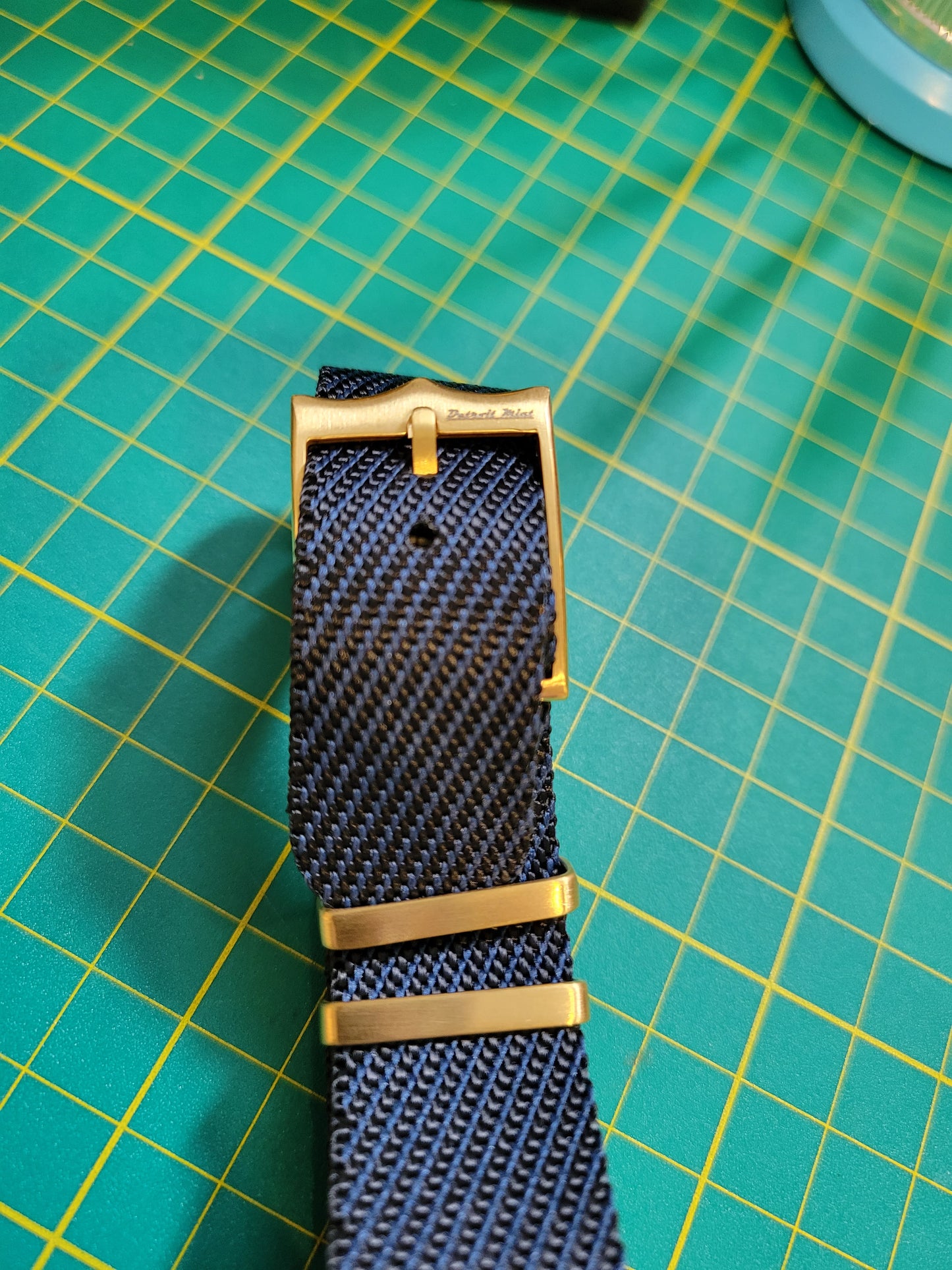 Nylon Band Black Blue Gold Hardware 20 mm