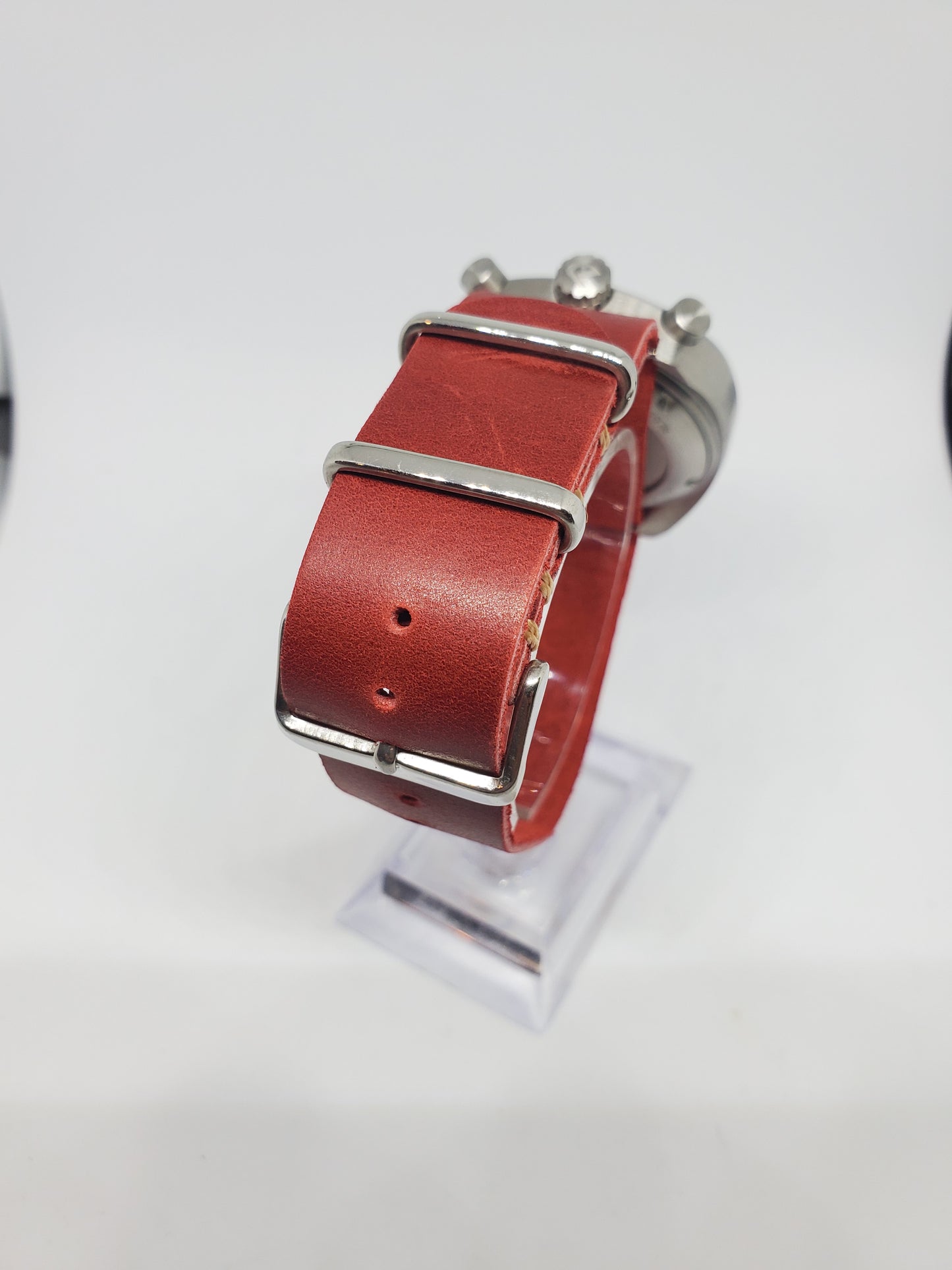 Red Swedish Leather Single Pass Watch Strap Kvarnsjo