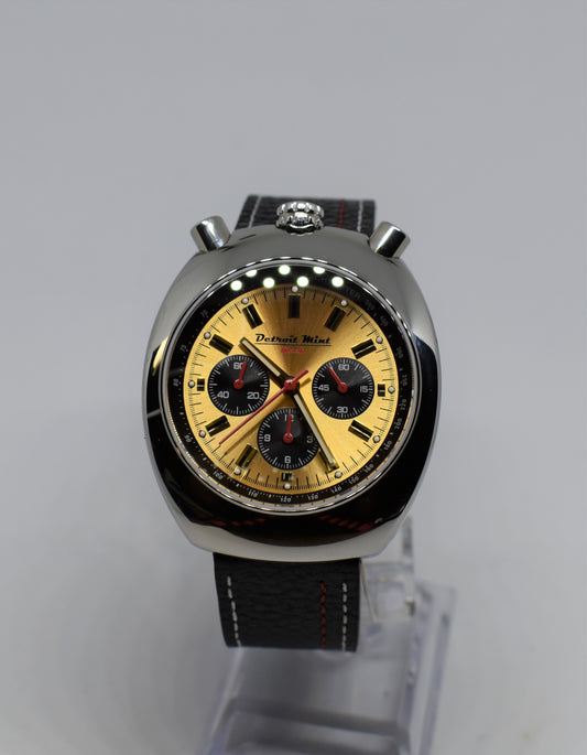 Detroit Mint Mach Two Tone Gold Dial on Brushed Silver Case