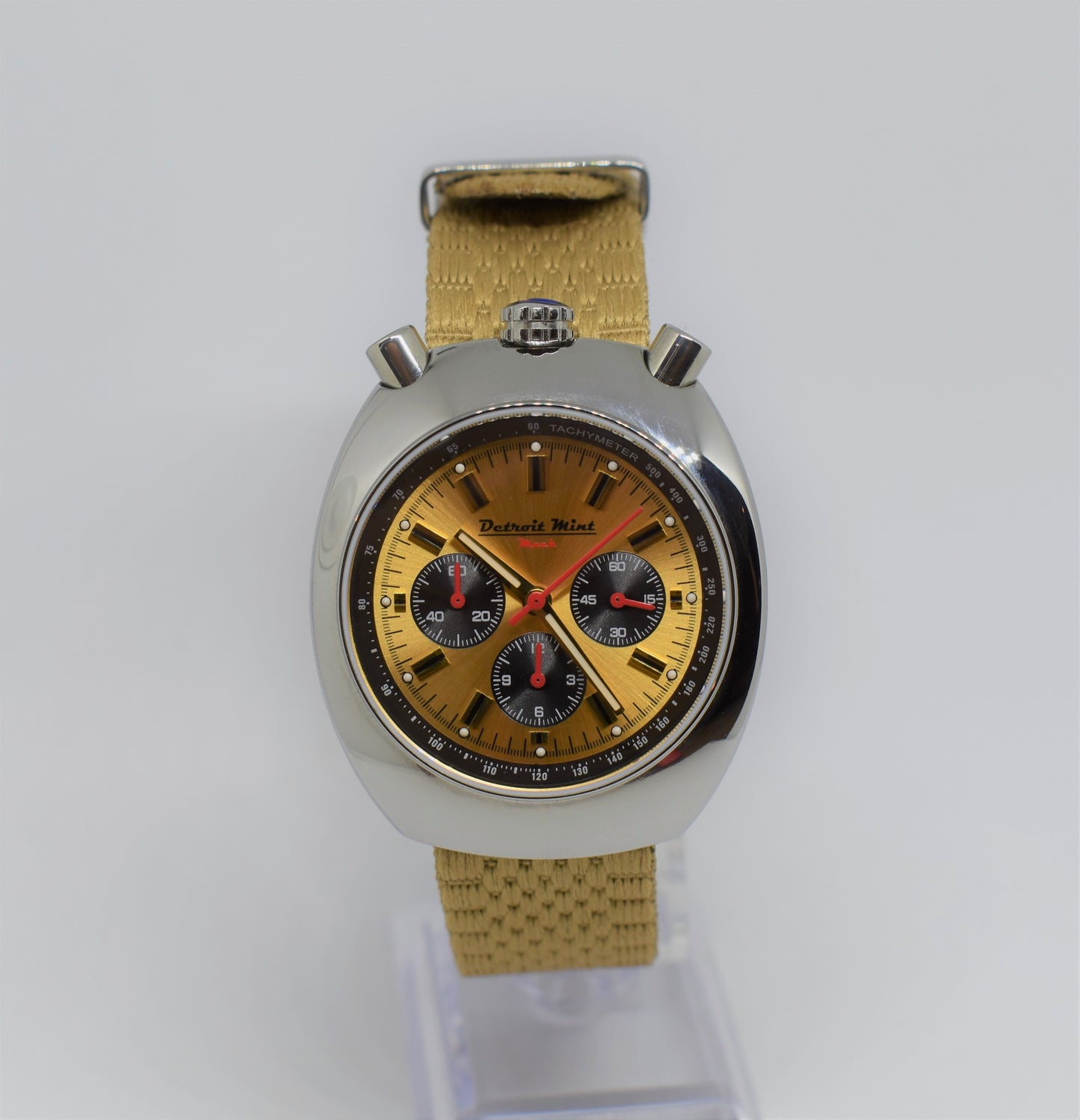 Detroit Mint Mach Two Tone Gold Dial on Brushed Silver Case