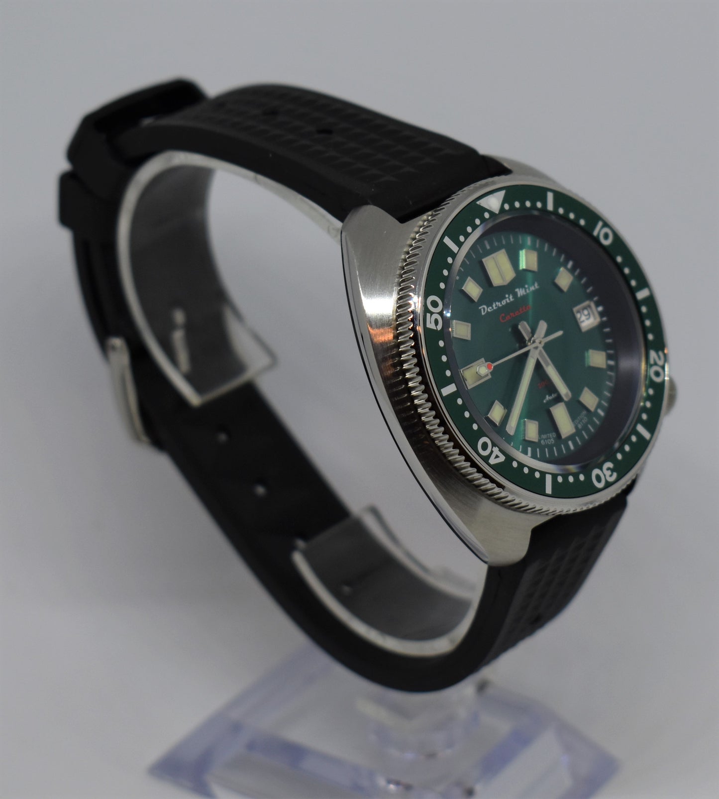 Detroit Mint Caretta Green Flash Turtle Dive Watch