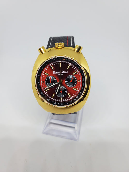 Detroit Mint Mach Bullhead Chronograph Red Dial Gold Case