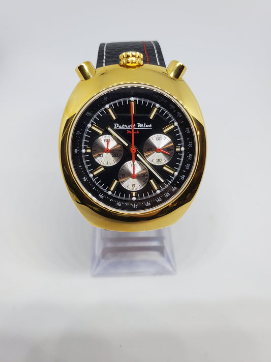 Detroit Mint Mach Bullhead Chronograph Black Dial Gold Case