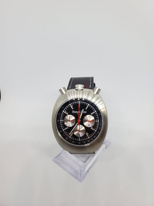 Detroit Mint Mach Bullhead Chronograph Black Dial Brushed Silver Case