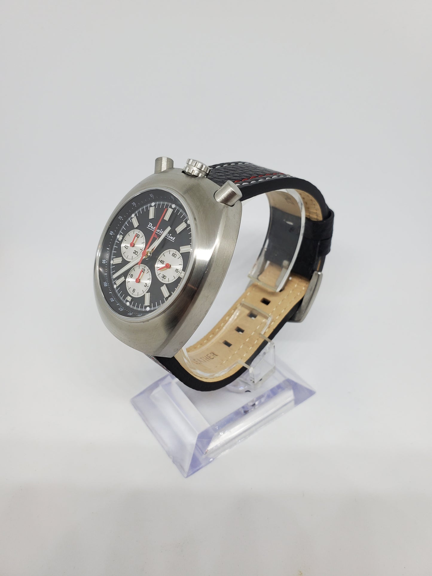 Detroit Mint Mach Bullhead Chronograph Black Dial Brushed Silver Case