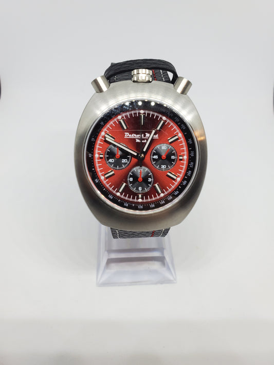 Detroit Mint Mach Bullhead Chronograph Red Sunray Dials Silver Case