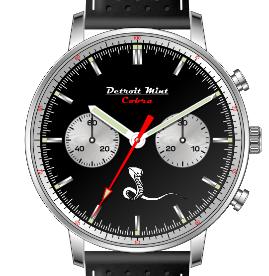 Detroit Mint Cobra Mechanical Chronograph Black Dial