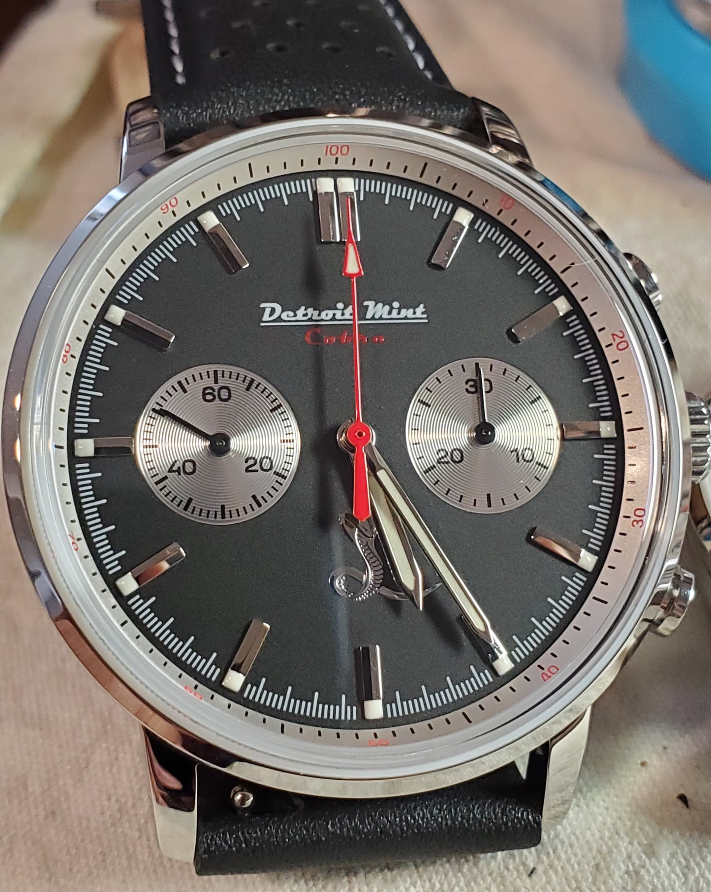 Detroit Mint Cobra Mechanical Chronograph Black Dial