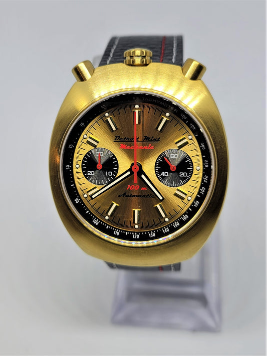 Detroit Mint Mechanic Automatic Bullhead Chronograph Gold Dial